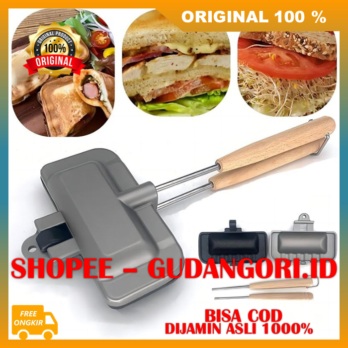 Plat Sandwich Panggang Alat Cetakan Sandwich Roti Bakar Mini Cetakan Roti Sandwich Waffle Maker ORIG