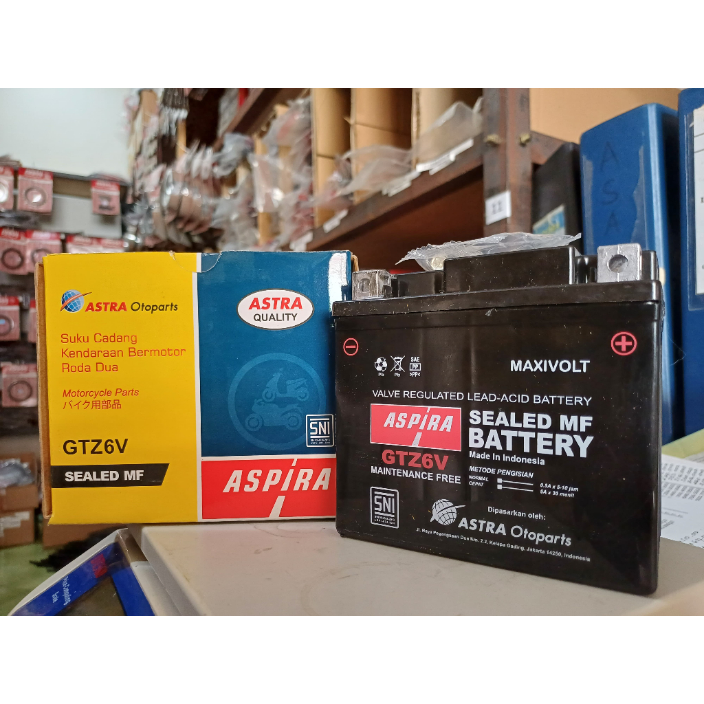 AKI ASPIRA GTZ6V UNTUK MOTOR HONDA,SUZUKI,YAMAHA