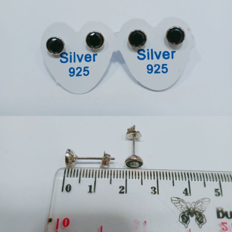 Anting tusuk/Giwang mata hitam perak silver925 At77