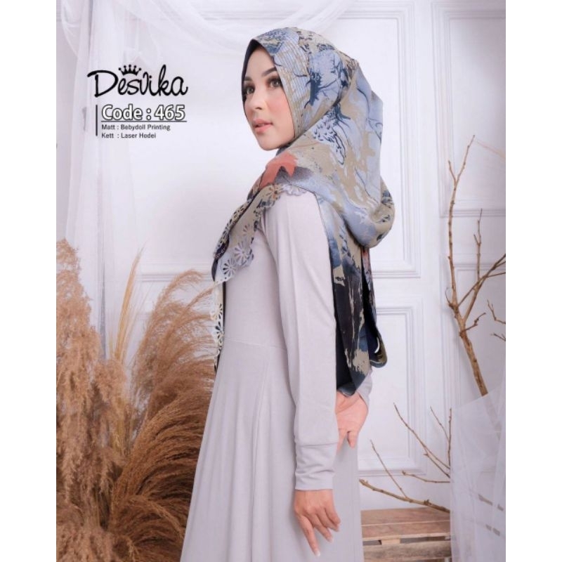 HIJAB DESVIKA 465 BAHAN CERUTY BABYDOLL MOTIF ORI DESVIKA