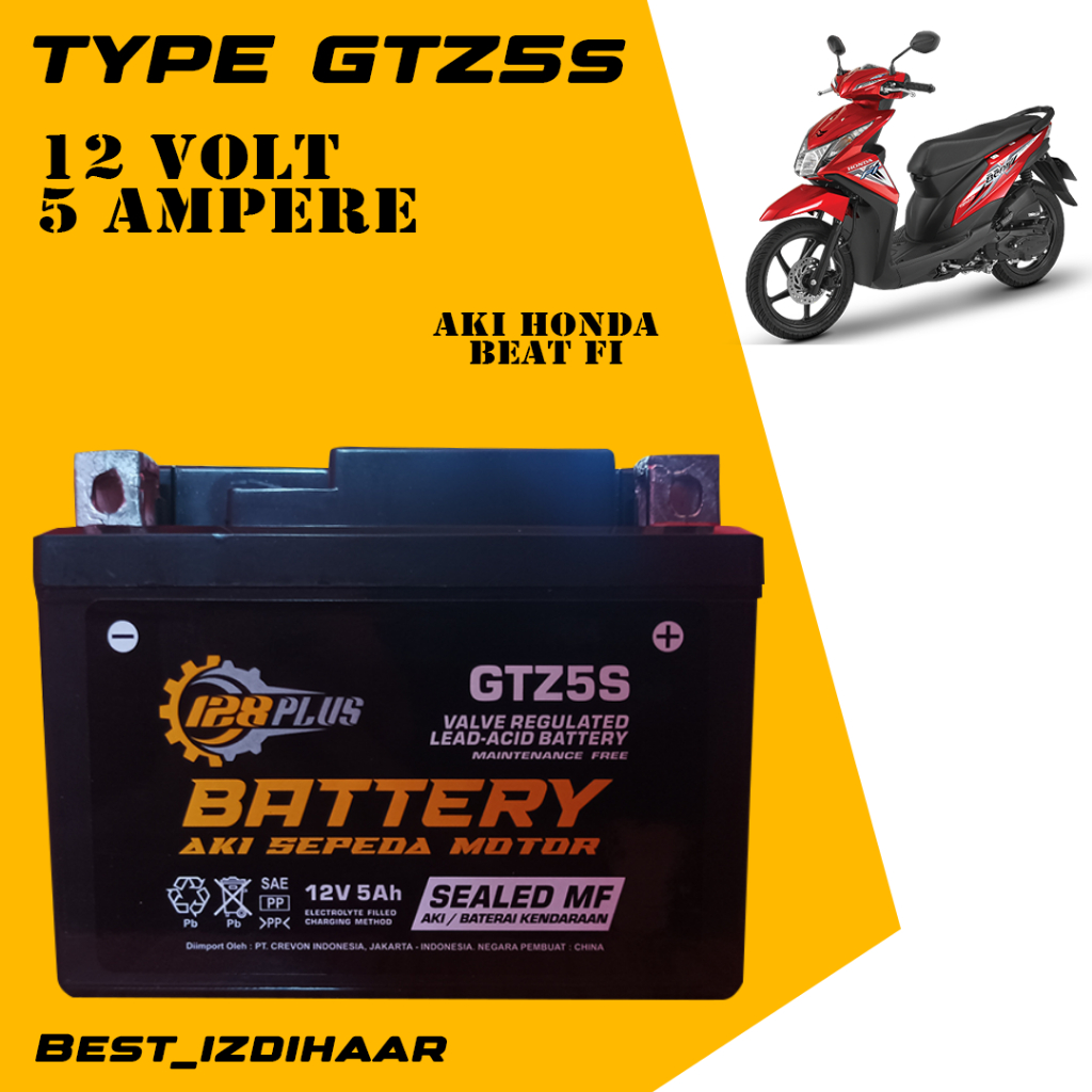 aki kering 128 plus 12 volt 5 amper buat motor honda beat fi