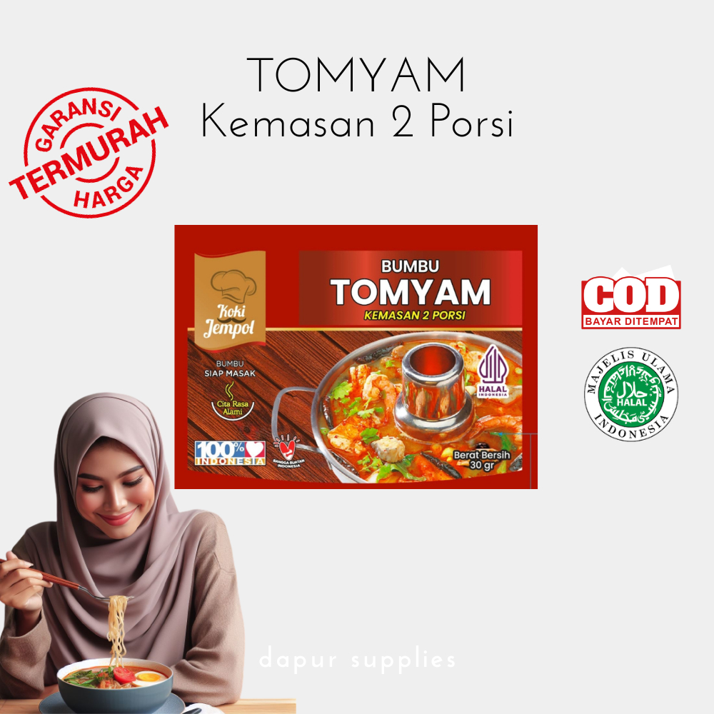 

Tomyam Bumbu Masak 30gr (1PACK ISI 50PCS) / Bumbu Instan Tomyam untuk 2 Porsi / Bumbu Siap Masak Koki Jempol