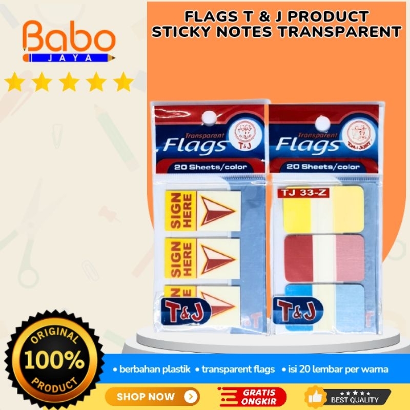 

BABO JAYA FLAGS T&J STICKY NOTES TRANSPARENT