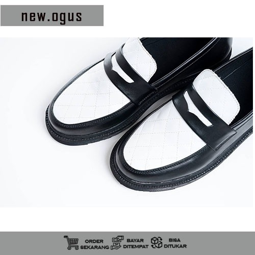 NEW OGUS X Sepatu Loafers Docmart Formal Kasual Pria Kasual Cowok Cewek Hitam Putih Pansus Kerja kan