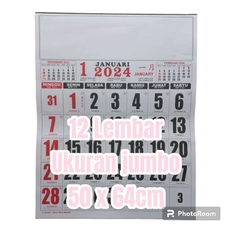

Kalender dinding / kalender kerja ukuran jumbo 2024 / kalender angka