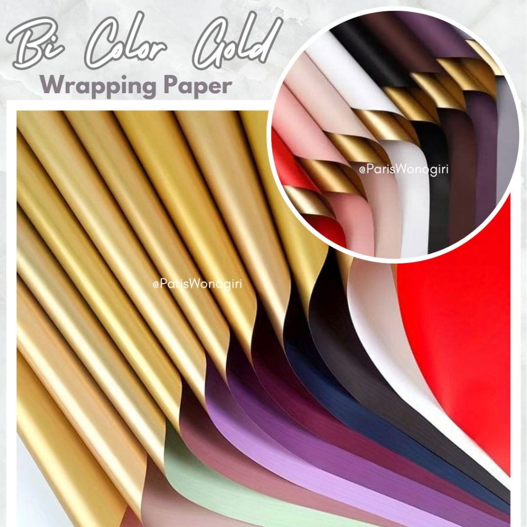 

Kertas Pembungkus 2 Warna Bi Color Gold Wrapping Paper Cellophane Waterproof Flower Paper Bouquet/Gift Wrappers