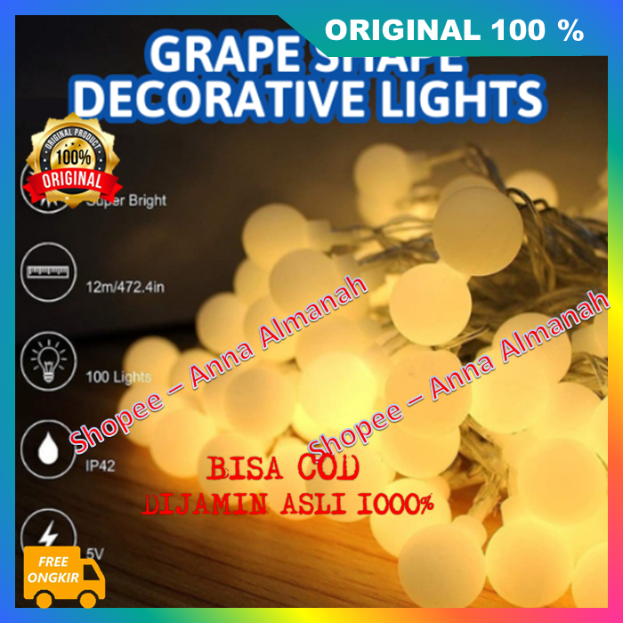 Grape Shape Decorative Lights Lampu Hias Dekorasi Tenda Pesta Lampu Hias Bulat Dekorasi Lampu Hias A