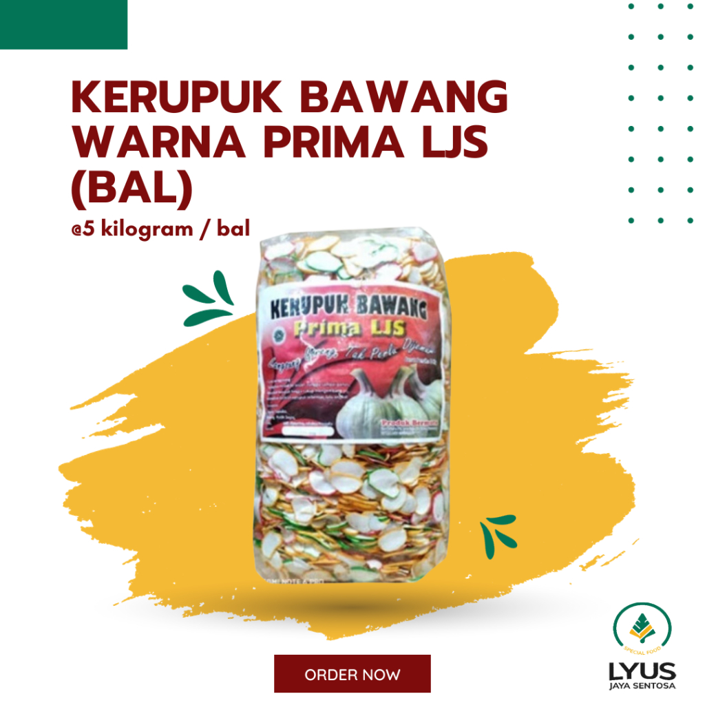 

Kerupuk Bawang warna Prima LJS @5kg / Krupuk bawang Prima LJS