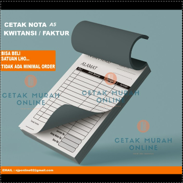 

CETAK NOTA / KWITANSI / FAKTUR UKURAN A5 MURAH , BISA SATUAN !!