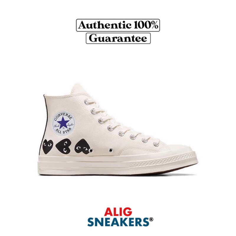 CONVERSE CDG PLAY HIGH MILK BLACK EGRET MULTI HEART ORIGINAL 100%