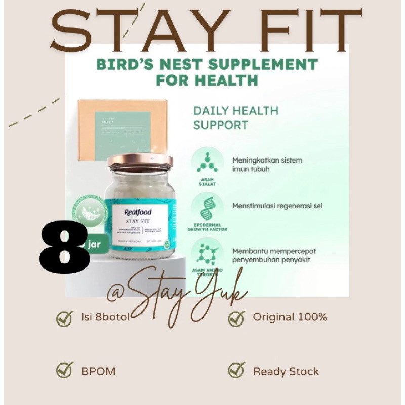 

REALFOOD STAY FIT BIRD NEST ISI 8 Botol - SARANG BURUNG WALET