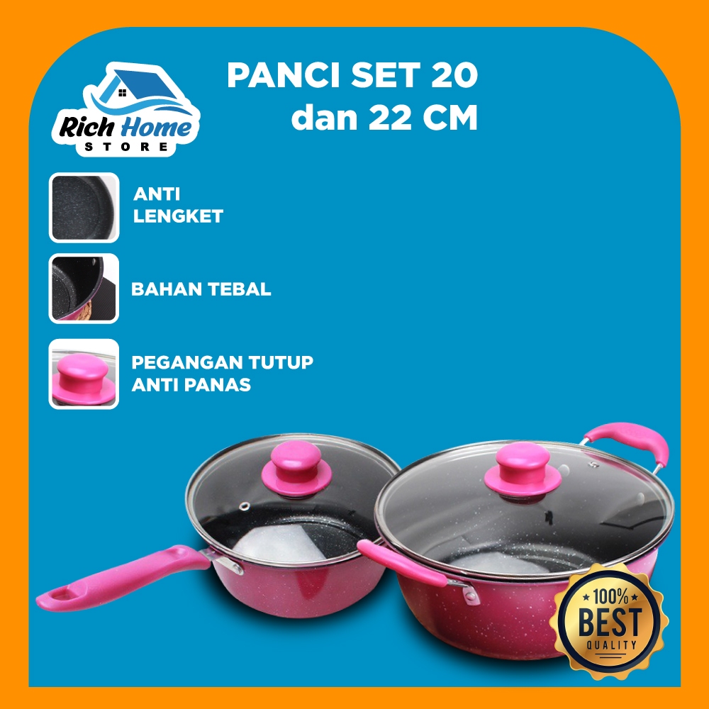 Rich Home/ Panci set/Panci set lengkap anti lengket maxim/Panci susu/Panci sup/panci set lengkapSet 