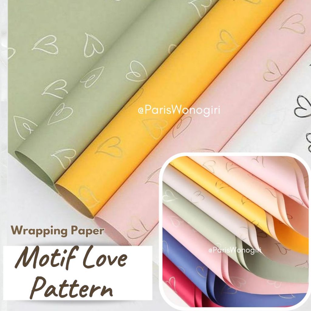 

Kertas Pembungkus Motif Love Pattern Wrapping Paper Flower Bouquet Kertas Buket Kertas kado Motif hati