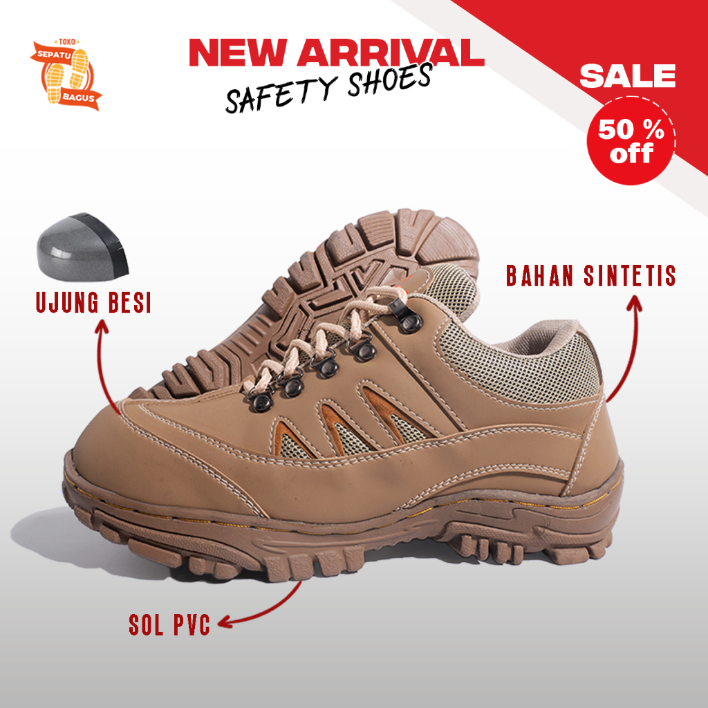Sepatu Safety Pria Ujung Besi Safety Low Pendek Original Size 39 - 44
