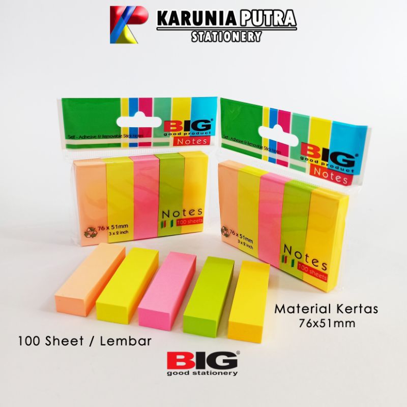 

Sticky Notes BIG Memo pad 76x51mm SN7651-5W 1pack