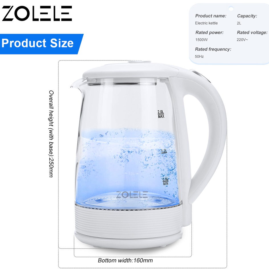 ➥❇❋ ZOLELE Kettle Listrik 2L Electric Water Heaters Tea Dispenser Pot Air Panas Thermos Kettles Boil