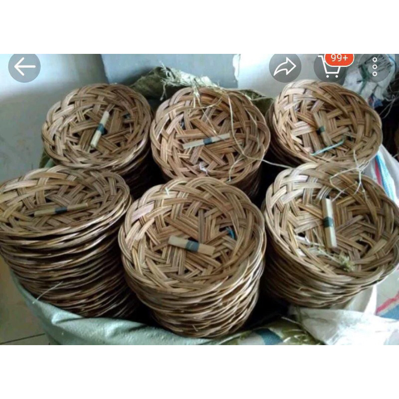 PIRING LIDI ANYAMAN ROTAN / PIRING PLASTIK ROTAN ISI 1 LUSIN / ISI 12 PCS