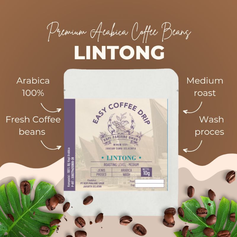 

Lintong Premium Coffee Drip 10g By. Kopi Panjang Umur.