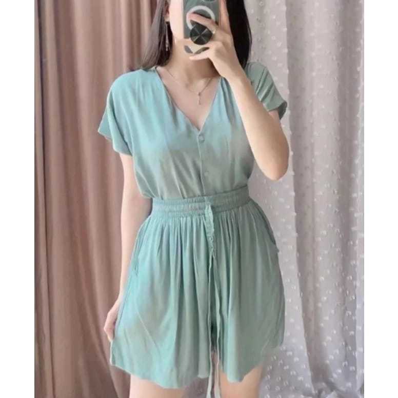 BIG PROMO.. SETELAN PENDEK PIYAMA RAYON/SETELAN WANITA CELANA PENDEK BAU TIDUR BABYDOLL