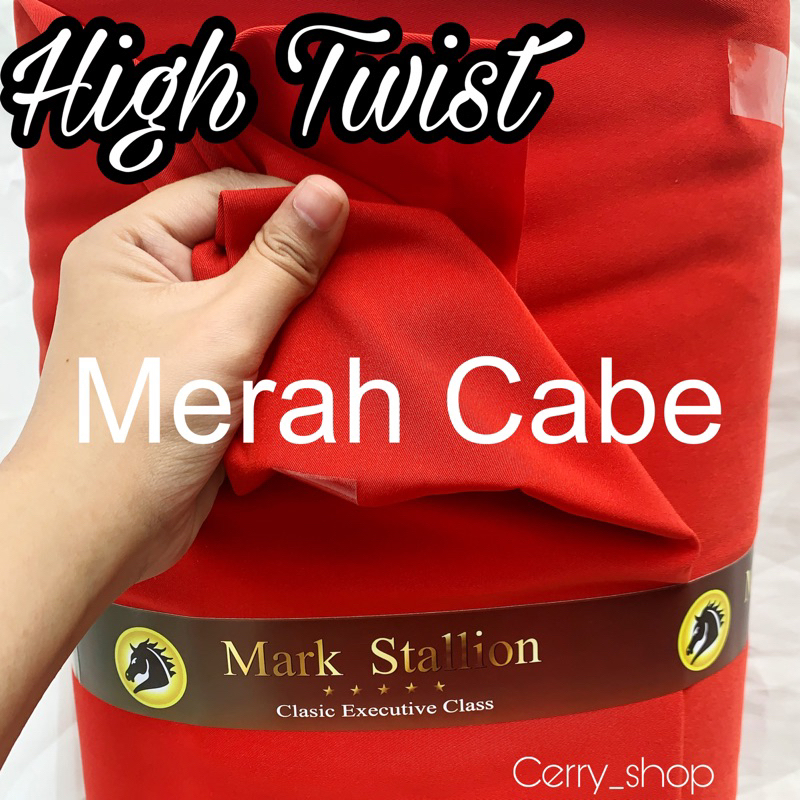 kain meteran eceran merah cabe high twis mark stallion seragam nat crimson red merah cabai kain jas 