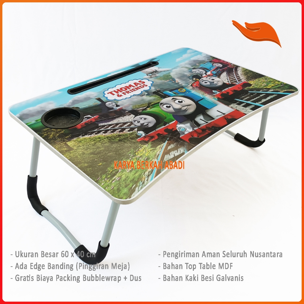 KARYA BERKAH meja belajar anak karakter Thomas meja laptop portable ukuran besar 60x40cm
