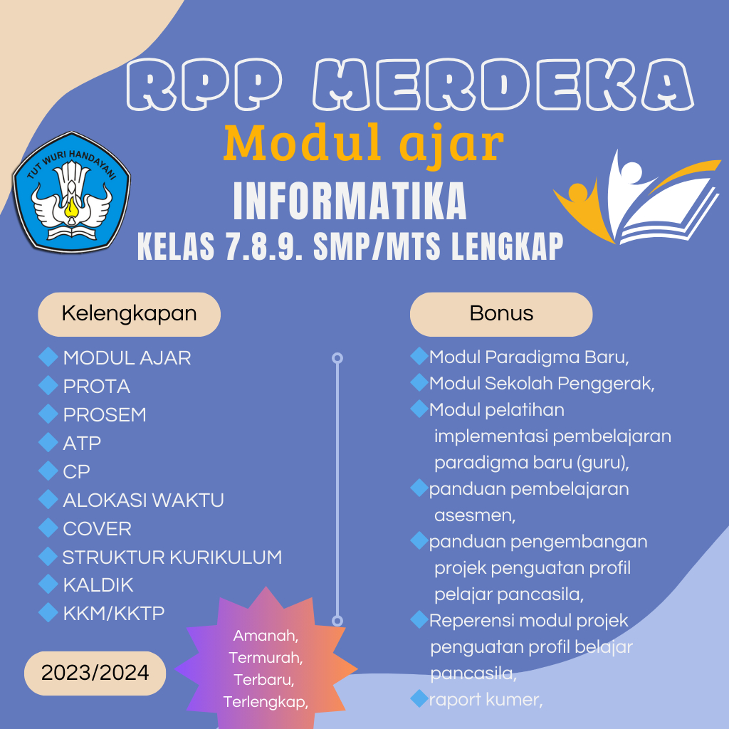 

MODUL AJAR INFORMATIKA KELAS 7,8,9 SMP/MTS KURIKULUM MERDEKA LENGKAP