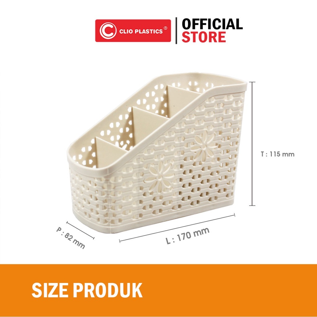Keranjang Clio Lavender 4 Sekat / Storage Lavender Clio Multifungsi Serbaguna Plastik ATK Kantor