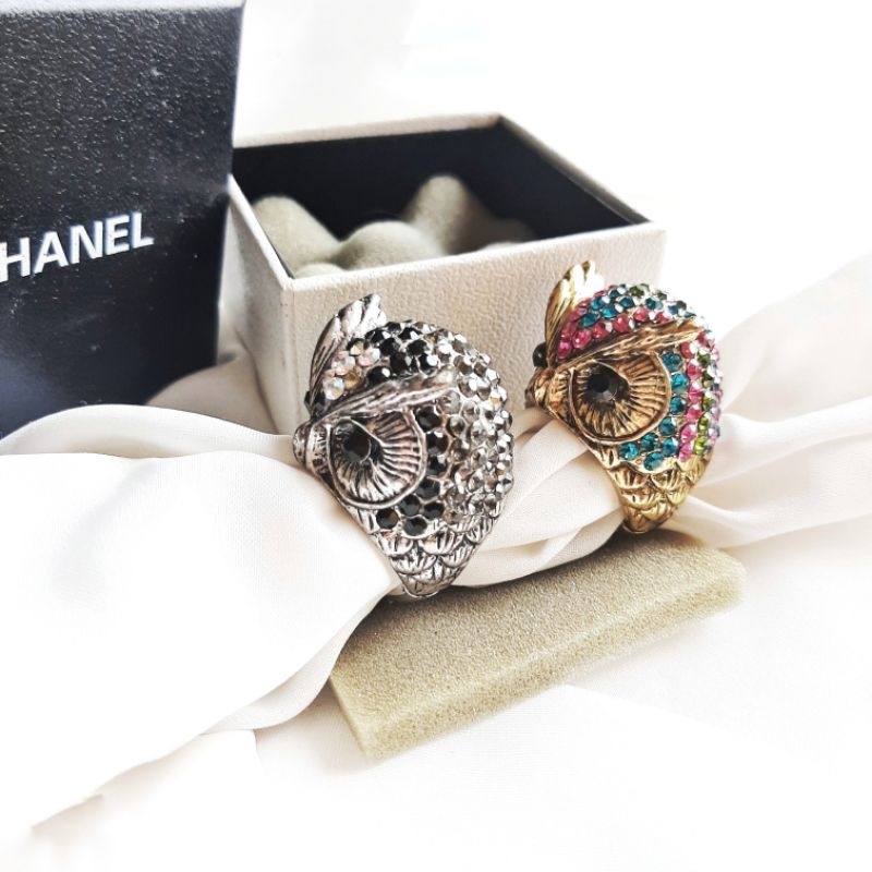 Cincin Burung Hantu || Cincin Ring Owl Rhinestone || Cincin Burhan Ring Hijab Premium