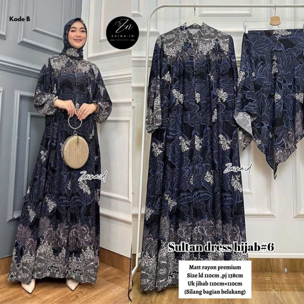 Sultan Dress #6 Gamis Wanita Set Jilbab By Zaina.id