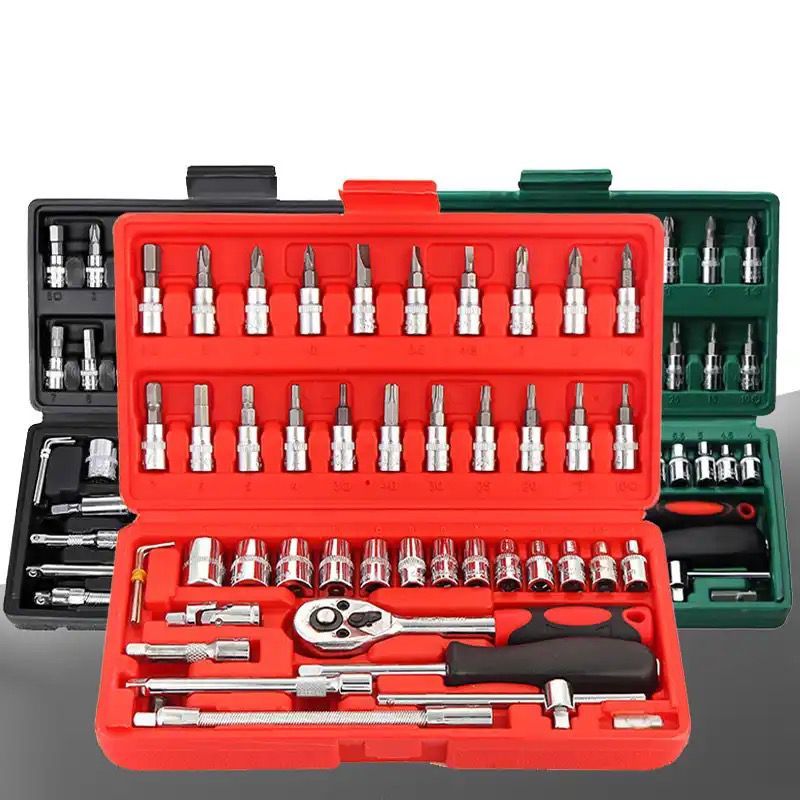 Kunci Shock Set Tool Box Perkakas Tukang  Kotak Perkakas Tool Box Isi 46 Pcs