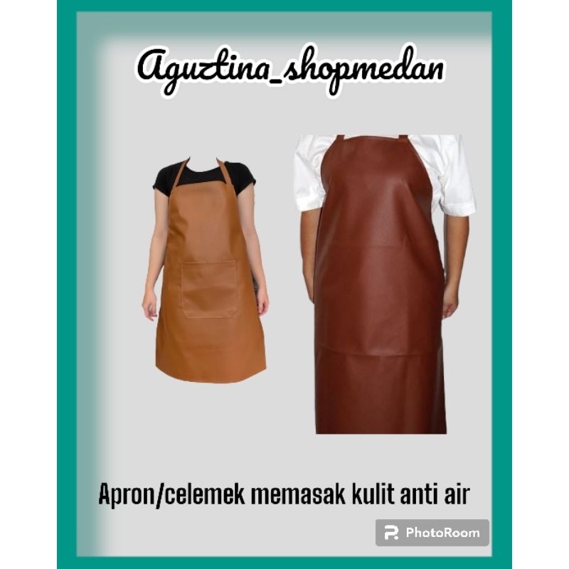 COD MEDAN - CELEMEK KULIT APRON PARASUT KULIT/APRON MASAK ANTI AIR CELEMEK MEMASAK BAHAN KULIT/CELEM