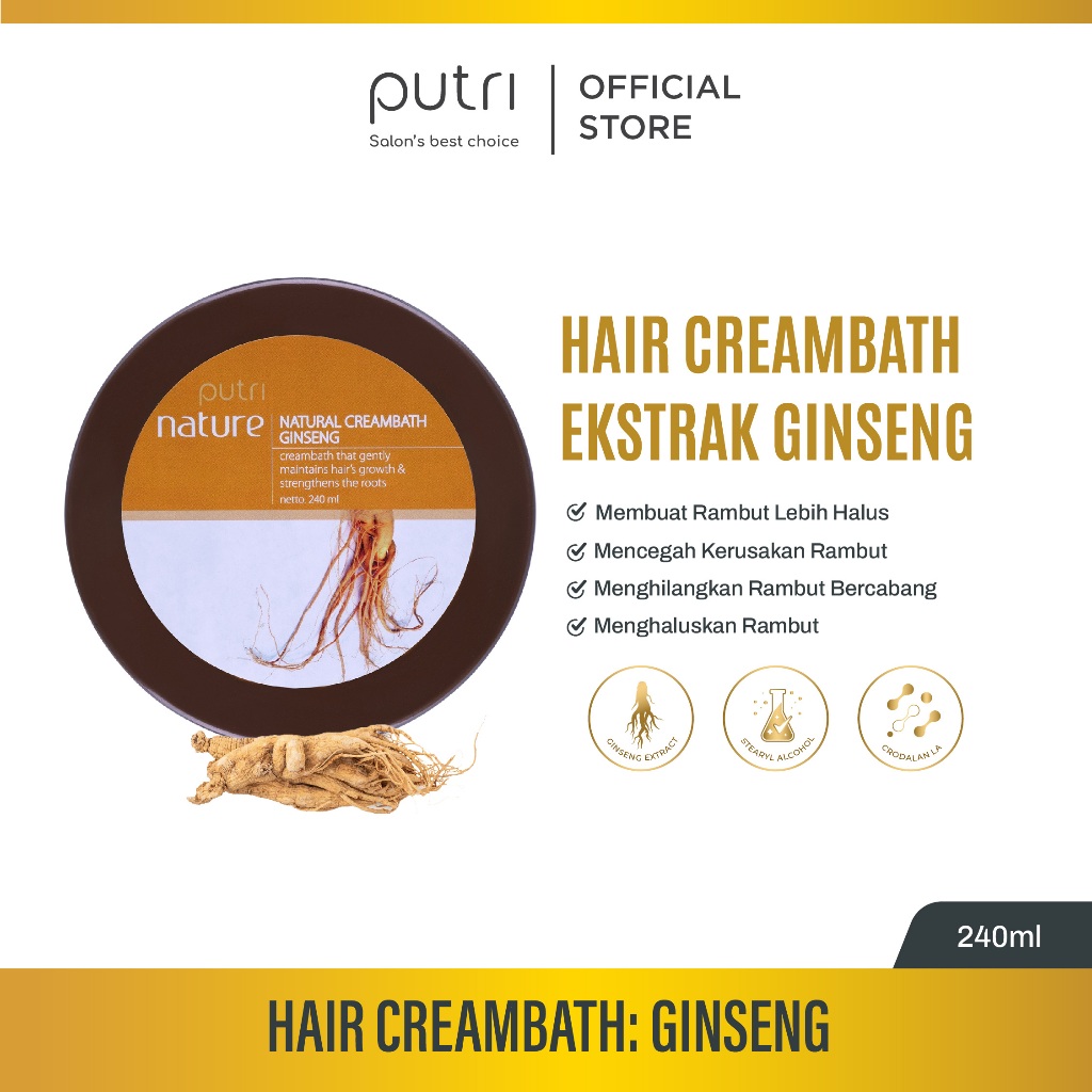Putri Natural Creambath Ginseng 240ml | Atasi Rambut Rontok & Bercabang | Creambath Wangi Tahan Lama