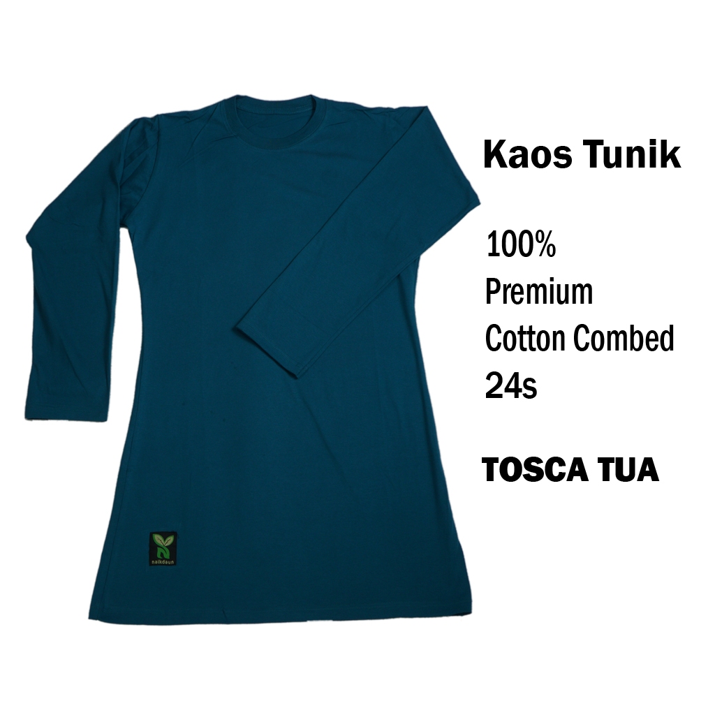 kaos polos tunik muslimah lengan panjang TOSCA TUA combed 24s