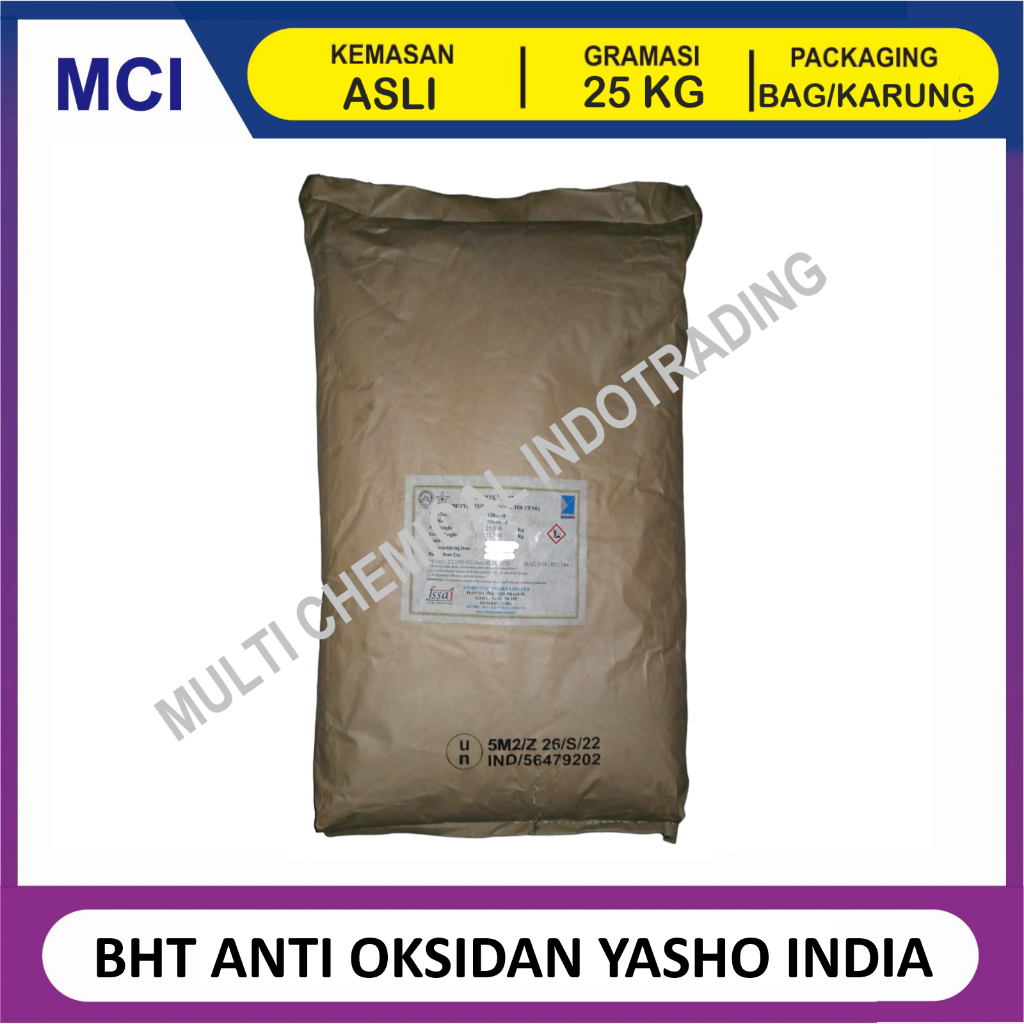 

BHT ANTIOXIDANT BUTYLATED HYDROXYTOLUENE ANTIOKSIDAN YASHO INDIA - 1 BAG 25 KG
