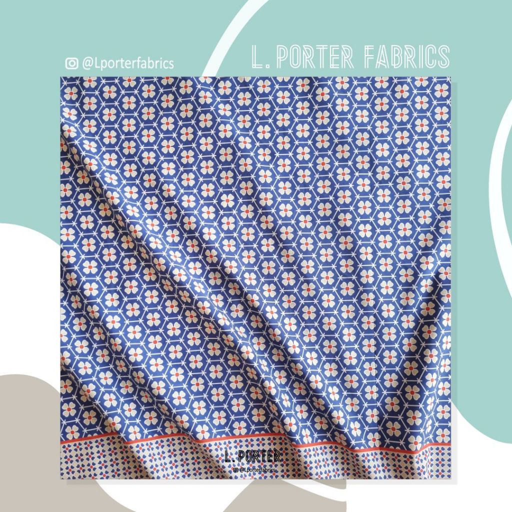 Kain L. Porter Fabrics Katun Poplin Motif Geisha / Kain Katun Print / Kain Motif Jepang / Kain Print
