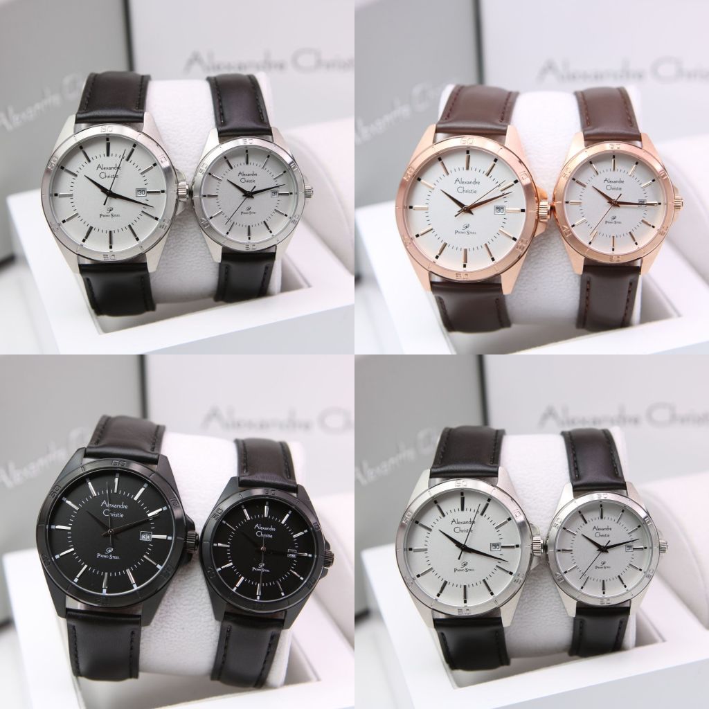 JAM TANGAN COUPLE ALEXANDRE CHRISTIE AC 1011 MD/LDL LEATHER ORIGINAL