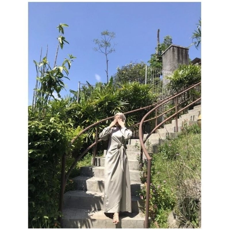 drees kekinian by subeh fashion, gamis satin arabel terbaru