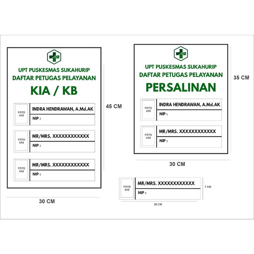 

Papan Nama petugas,papan Jadwal petugas custom dll