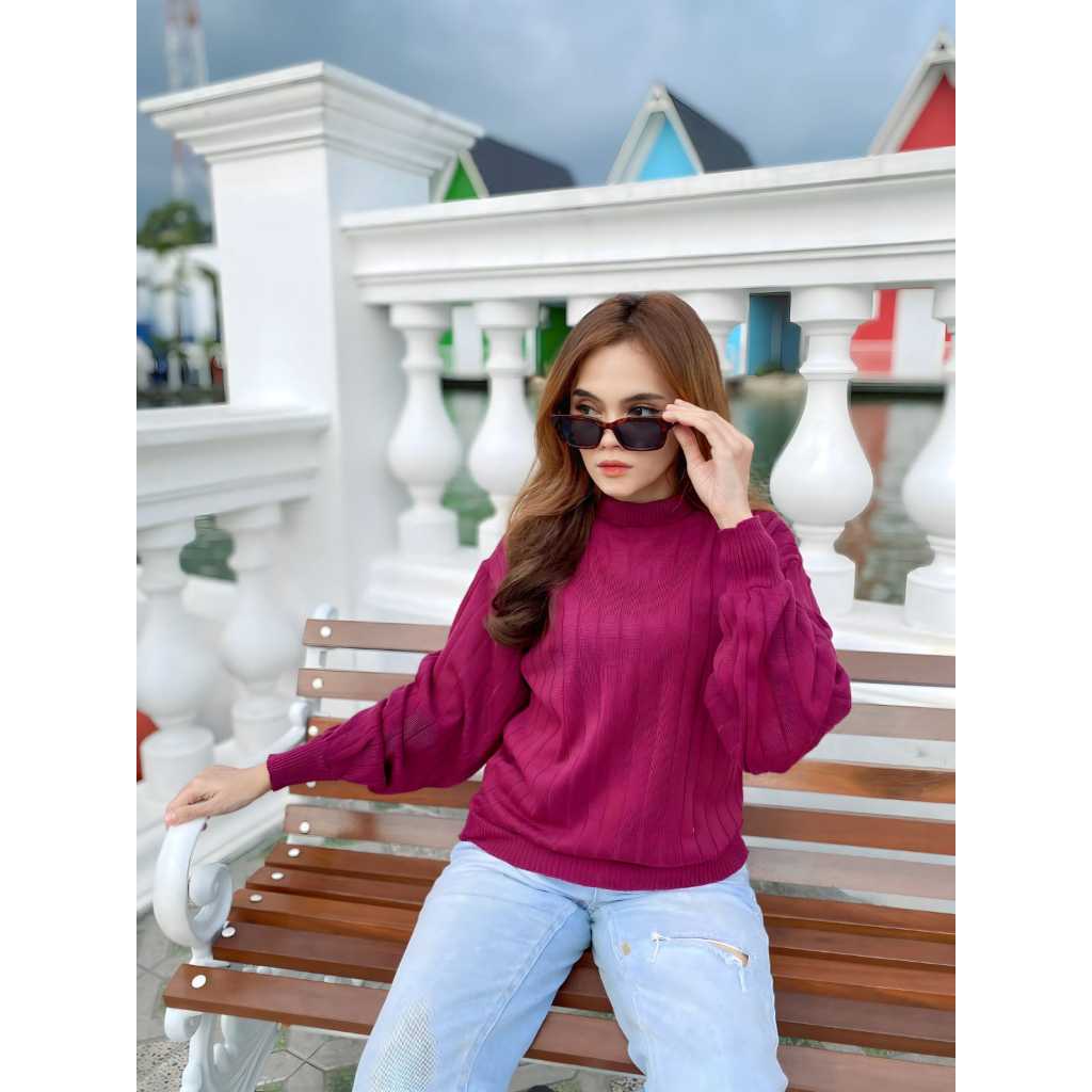 SWEATER LENGAN PANJANG WANITA JUMBO Atasan Wanita Sweater rajut wanita korea JOVANKA RAJUT  bluse ba