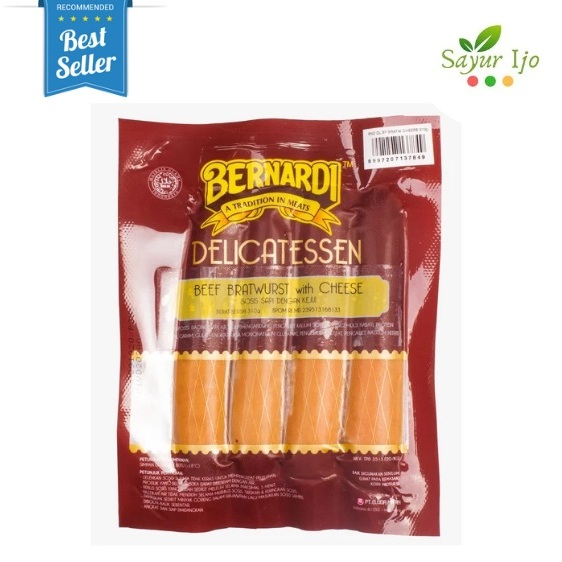 

BERNARDI Beef Bratwurst Cheese 310 Gram Sosis Daging Sapi Keju Premium HALAL