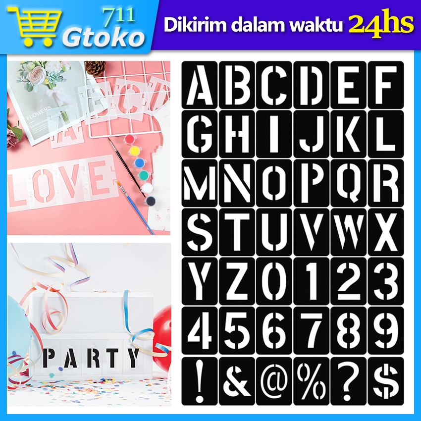 

42Pcs/Set Stencil Angka & Huruf Cetakan Tulisan Alfabet Cat Semprot Plastik Portable Lettering Stencil