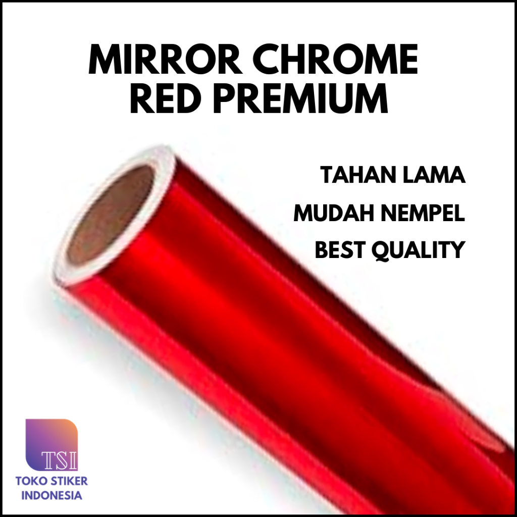 Stiker Skotlet Krom Mirror Chrome Red Merah Fanchi FC823 Premium / Cermin Lentur Tahan Panas 50 cm