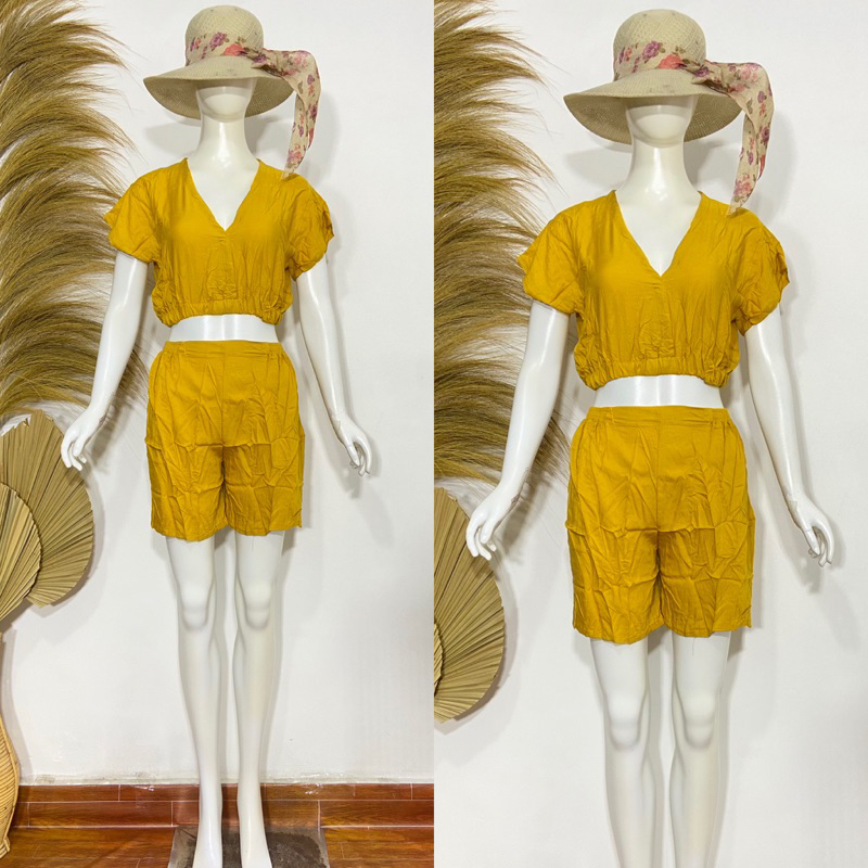 SETELAN CROP PENDEK RAYON BALI