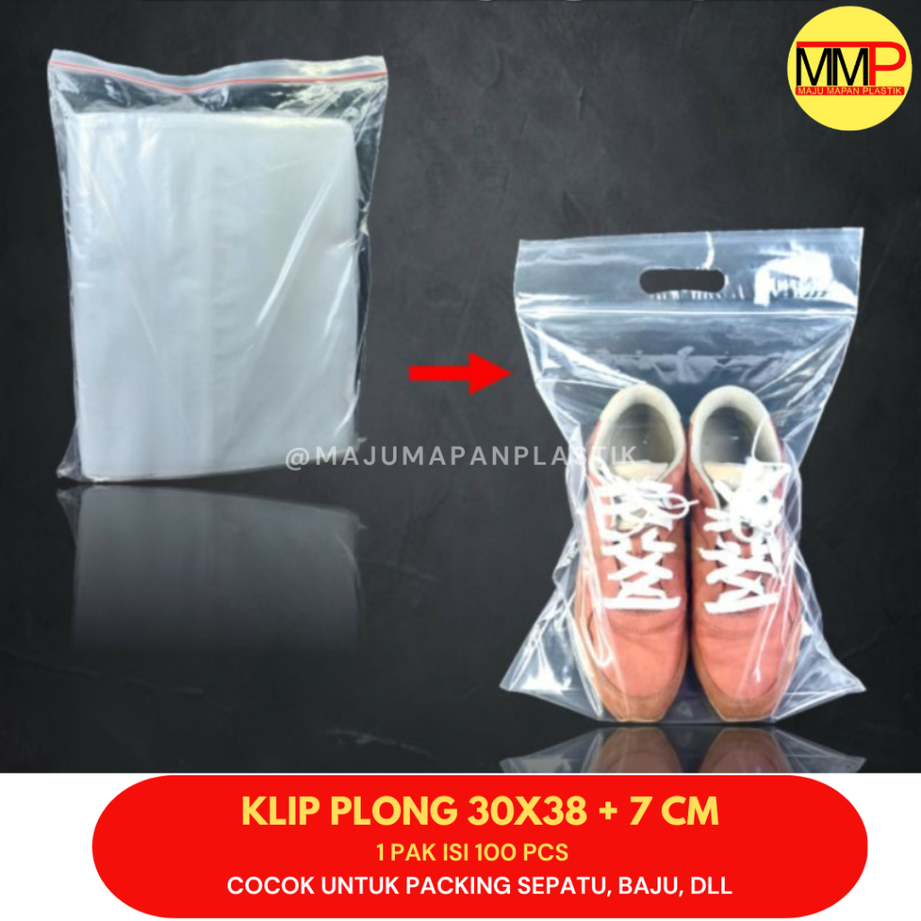 Plastik Klip Plong 30x38 - 35x38 / Tas Kantong Ziplock Oval Klip Tentengan Transparan / Tas Sepatu