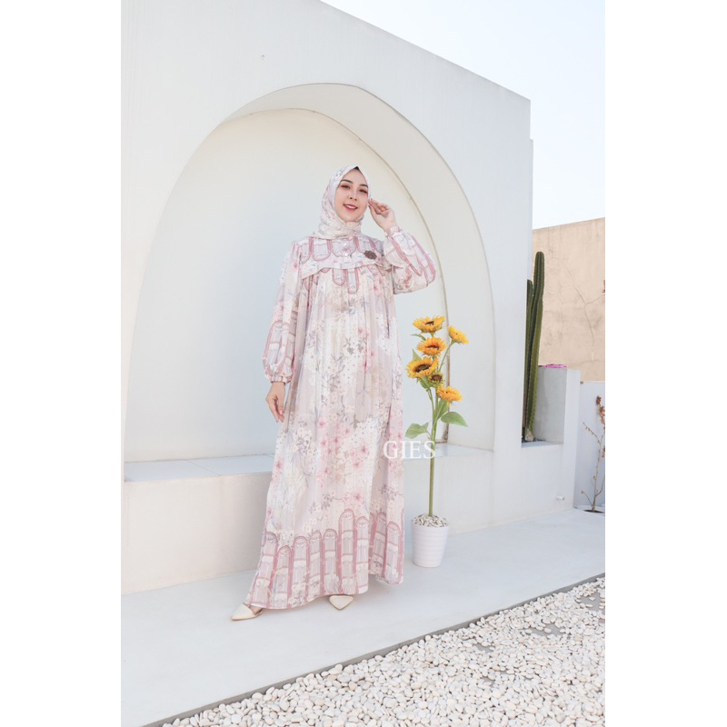 MARYAM DRESS ETNIK CERUTI PLISKET | DRESS KOREA STYLE | GAMIS SET HIJAB | DRESS INCLUDE HIJAB