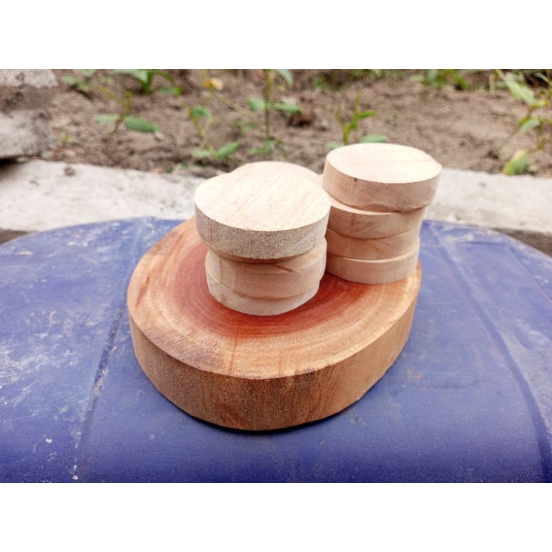 WOOD SLICE 15 CM / WOODEN DECORATION / HIASAN KAYU
