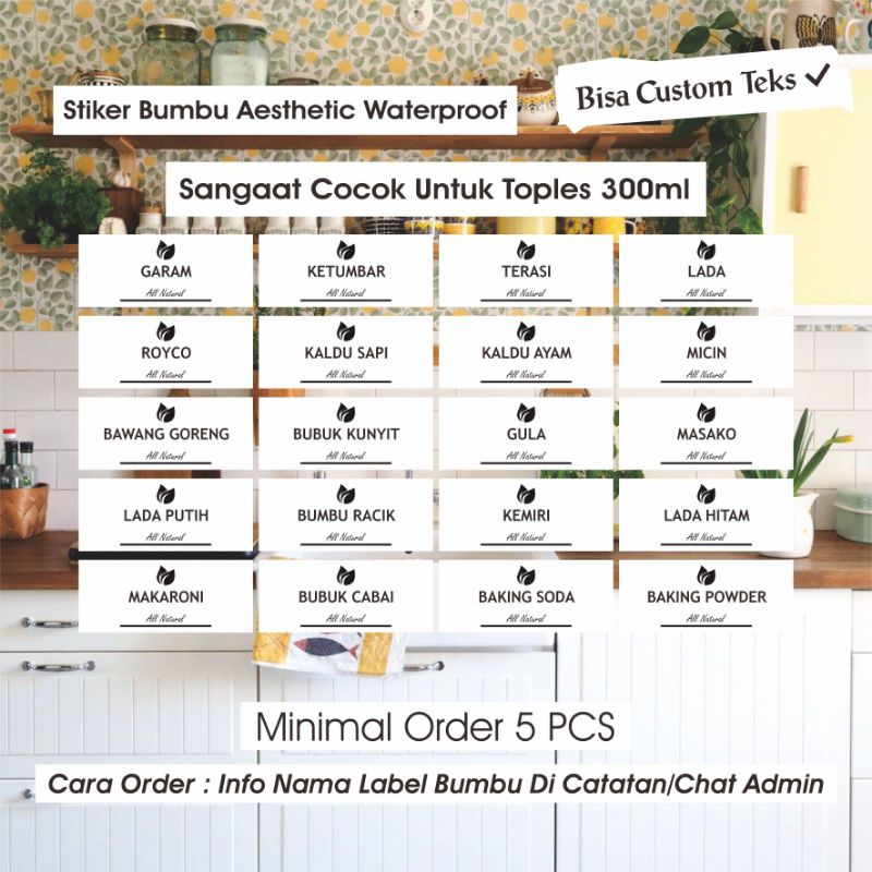 

Stiker Bumbu Dapur Aesthetic Waterproof Size 300ml