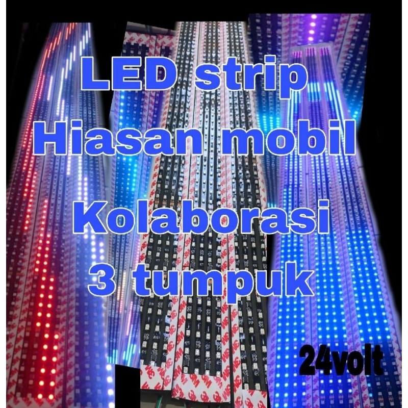 Lampu led variasi hiasan kaca mobil Kolaborasi 3 tumpuk ( 4x3) Running text wifi mobil buss