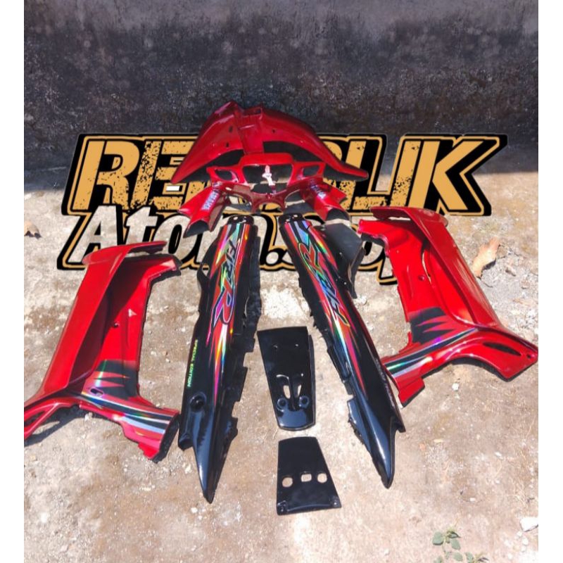 cover body fizr f1zr custom hitam merah maron striping hologram full set halus yamaha fizr f1zr cust