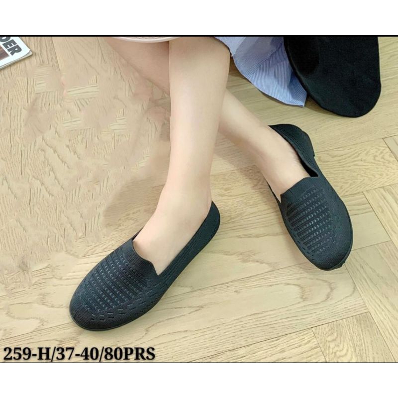 Sepatu FlatShoes Jelly Wanita Hitam Kerja Kantor Simpel